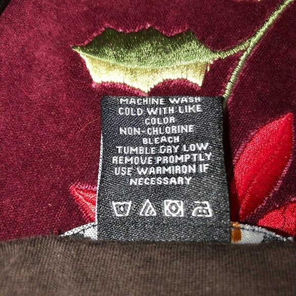 BCBGMAXAZRIA Medium Brown Floral Embroidered Top Babydoll Shirt Blouse Y2K - Picture 8 of 8